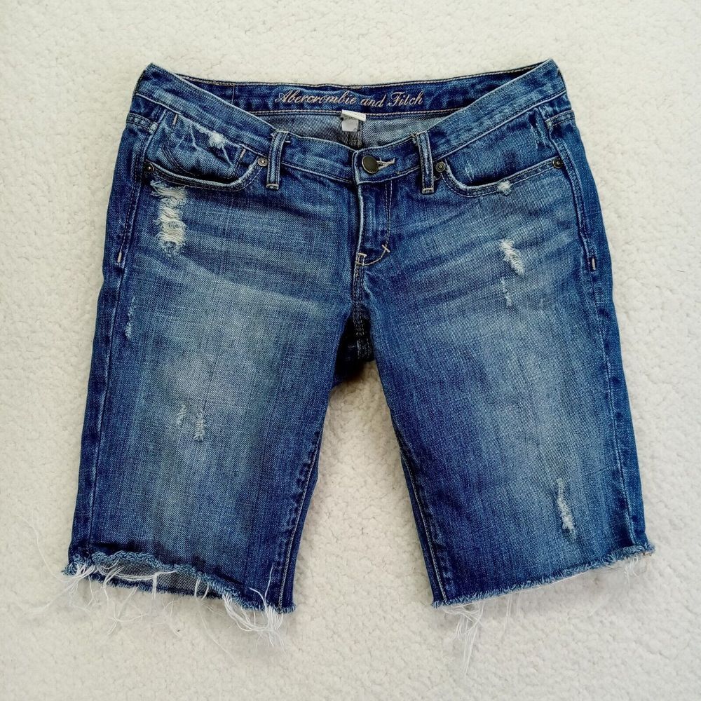 Abercrombie & Fitch Bermuda Shorts Womens Sz 2 Denim Cotton Cutoff 28x10